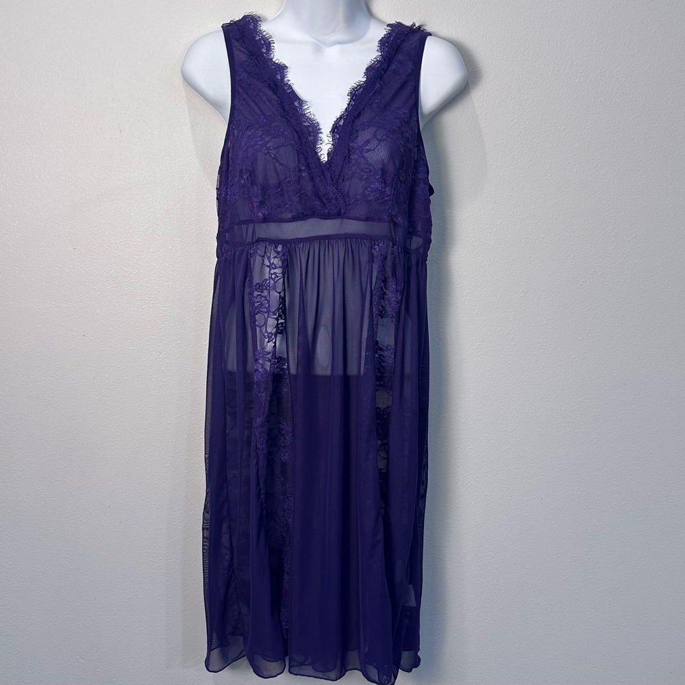 Avidlove Purple Lace‎ Babydoll Chemise Nightgown Lingerie XL